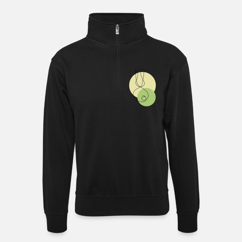 Hase lineart - Unisex Pullover mit Zip-Kragen - Schwarz