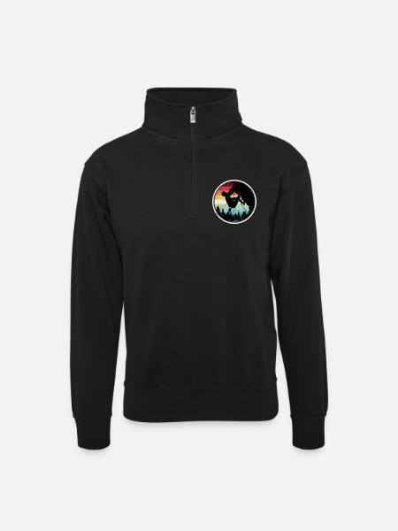 Rainbow Forest Climber Silhouette - Unisex sweater with zip collar - black