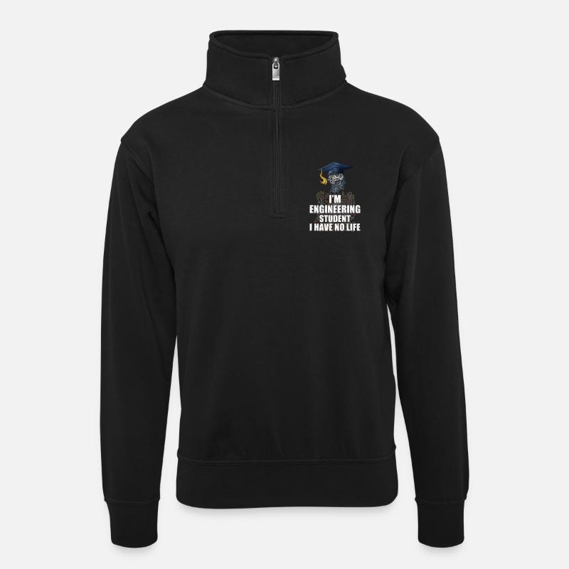 Ingenieur Student - Unisex Pullover mit Zip-Kragen - Schwarz