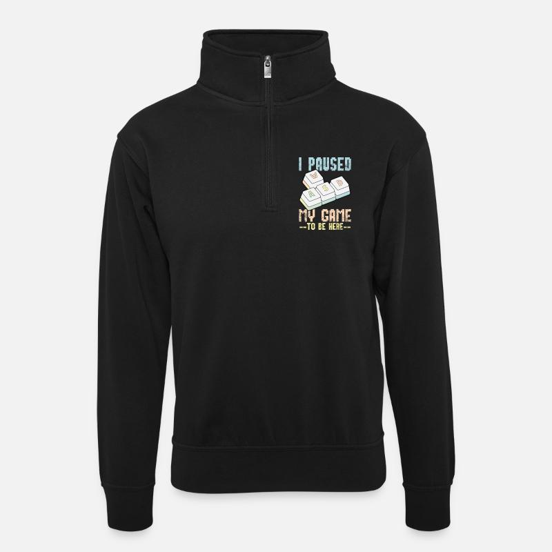 PC-Spiele Spieler Computer Tastatur - Unisex Pullover mit Zip-Kragen - Schwarz