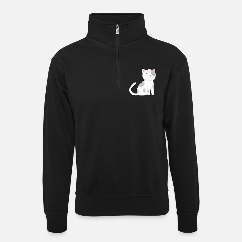 Cat cats - Unisex sweater with zip collar - black