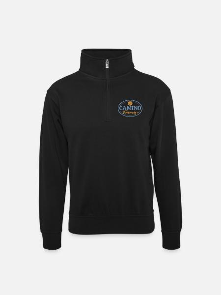 Camino Francés Pilgrim Stamp | Santiago - Unisex sweater with zip collar - black