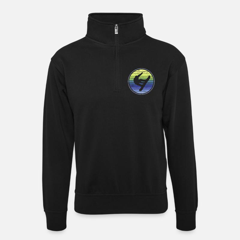 Snowboard Snowboarder - Unisex Pullover mit Zip-Kragen - Schwarz