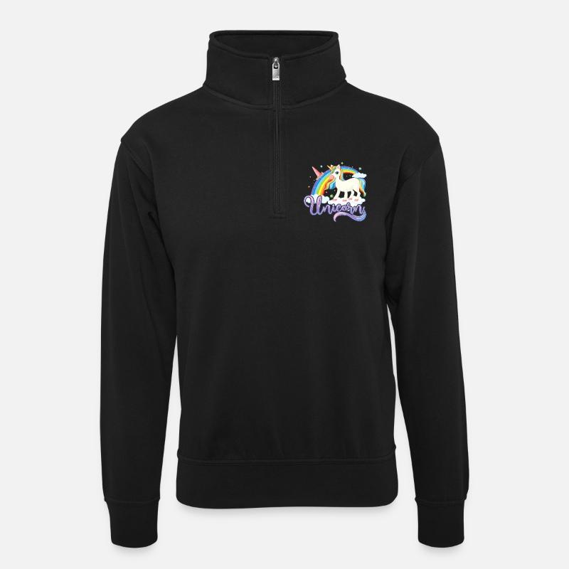 Arc-en-ciel licorne - Sweat col montant zippé unisexe - noir