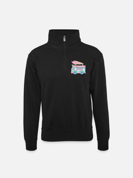 Kids Eiscreme - Unisex Pullover mit Zip-Kragen - Schwarz