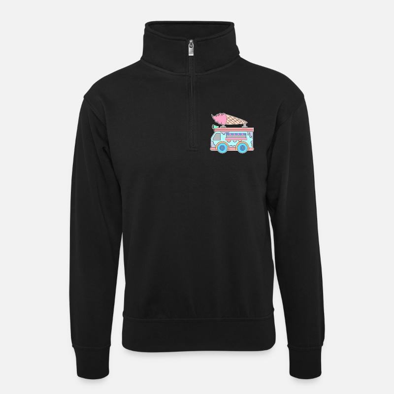 Kids Ice Cream - Unisex sweater with zip collar - black