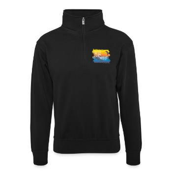 KITE SURFEN - Unisex Pullover mit Zip-Kragen - Schwarz - Vorne