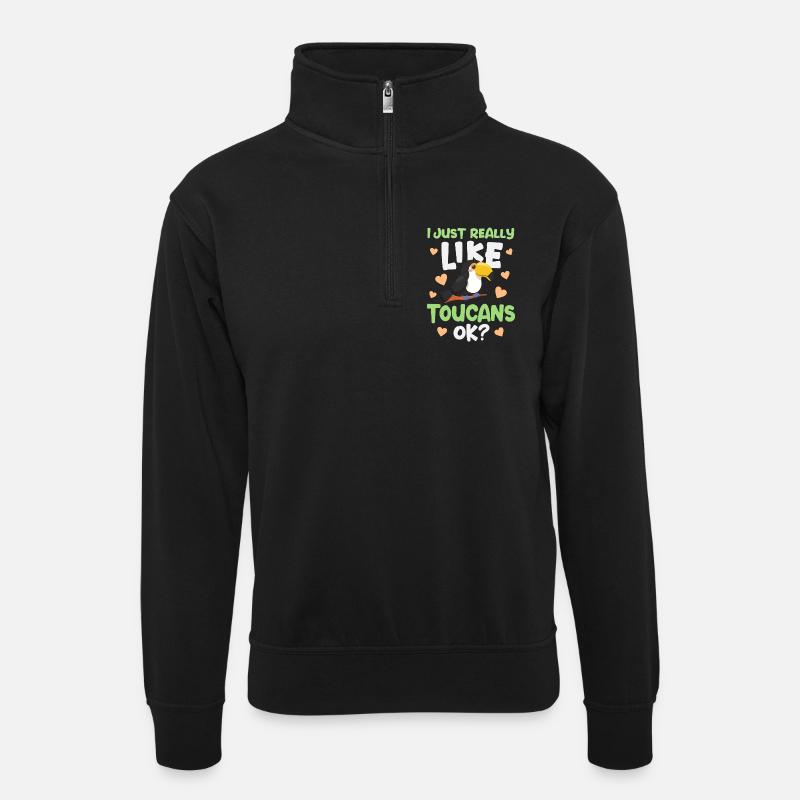 Tukan Vogel Toucan - Unisex Pullover mit Zip-Kragen - Schwarz