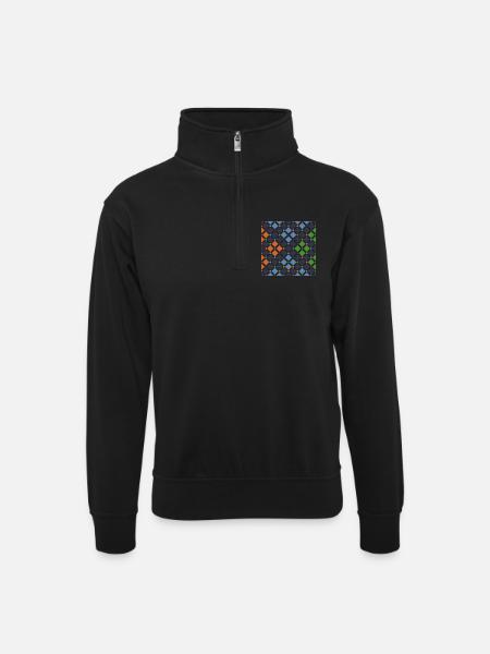 Andalusian Tiles 11 (Alhambra, Granada) - Unisex sweater with zip collar - black
