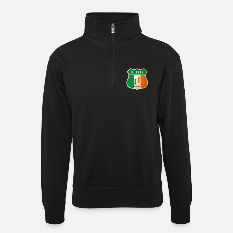 Dublin Irlande Armoiries Drapeaux Design - Sweat col montant zippé unisexe - noir
