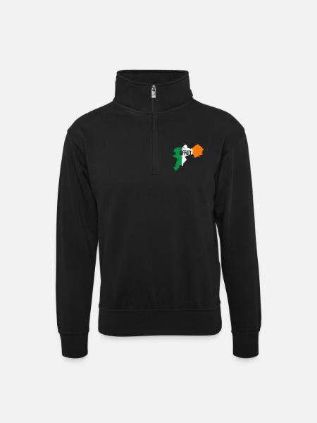 Offaly Ireland Flag | County Outline Map - Unisex sweater with zip collar - black