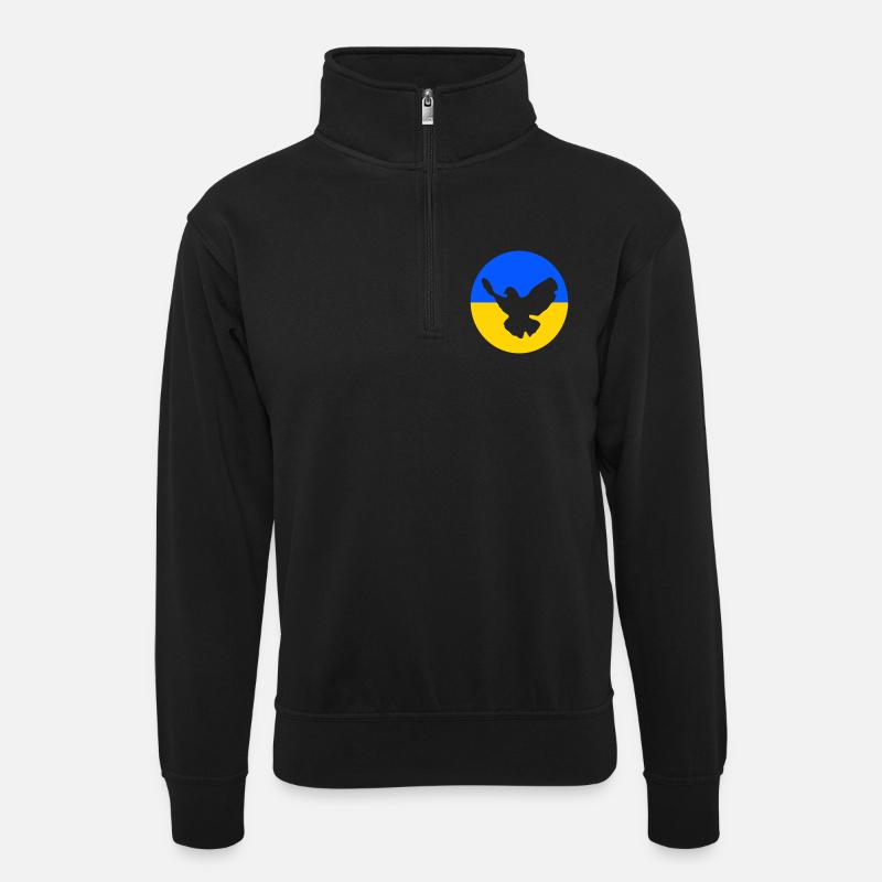 friedenstaube ukraine peace - Unisex Pullover mit Zip-Kragen - Schwarz