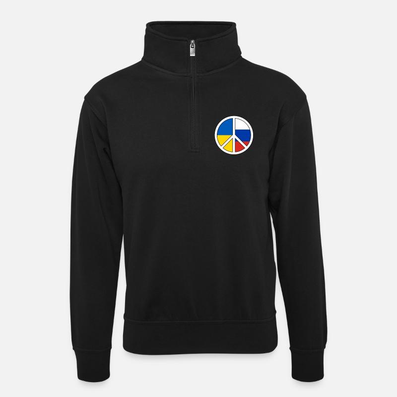 Friedenssymbol mit Farbblockmuster - Unisex Pullover mit Zip-Kragen - Schwarz