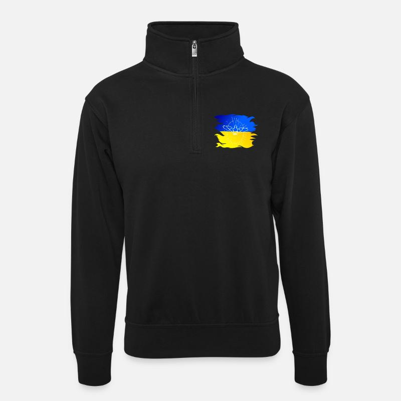 Ukraine Flagge mit Friedenstaube - Unisex Pullover mit Zip-Kragen - Schwarz