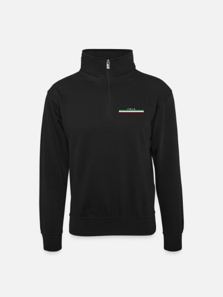 Italien - Unisex Pullover mit Zip-Kragen - Schwarz