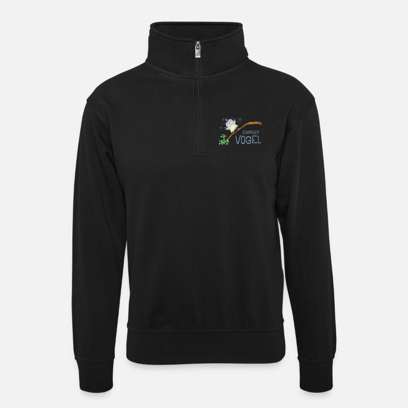 Schräger Vogel - Unisex Pullover mit Zip-Kragen - Schwarz