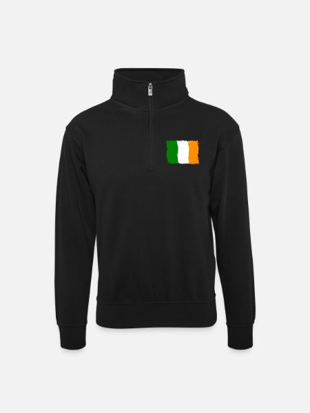 Ireland ,Flag Flag Gift - Unisex sweater with zip collar - black