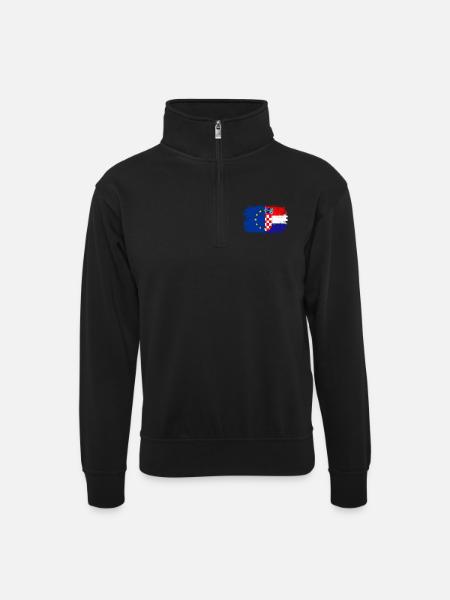 EU Croatia Flag Fusion - Unisex sweater with zip collar - black