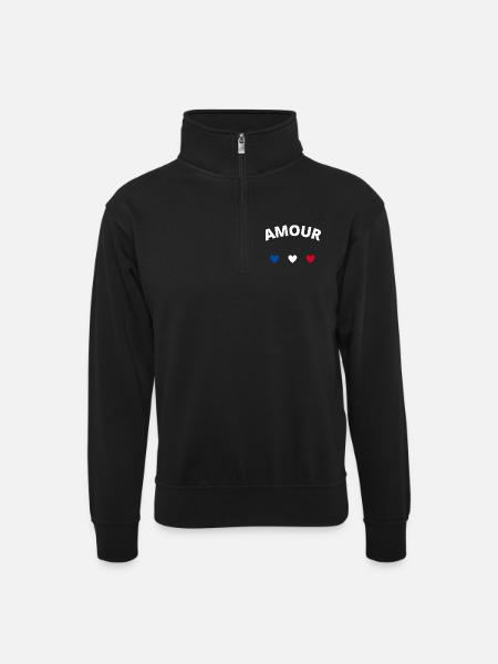Love - Unisex sweater with zip collar - black