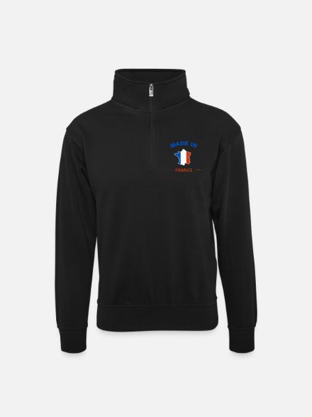 Made in France - Unisex sweater with zip collar - black