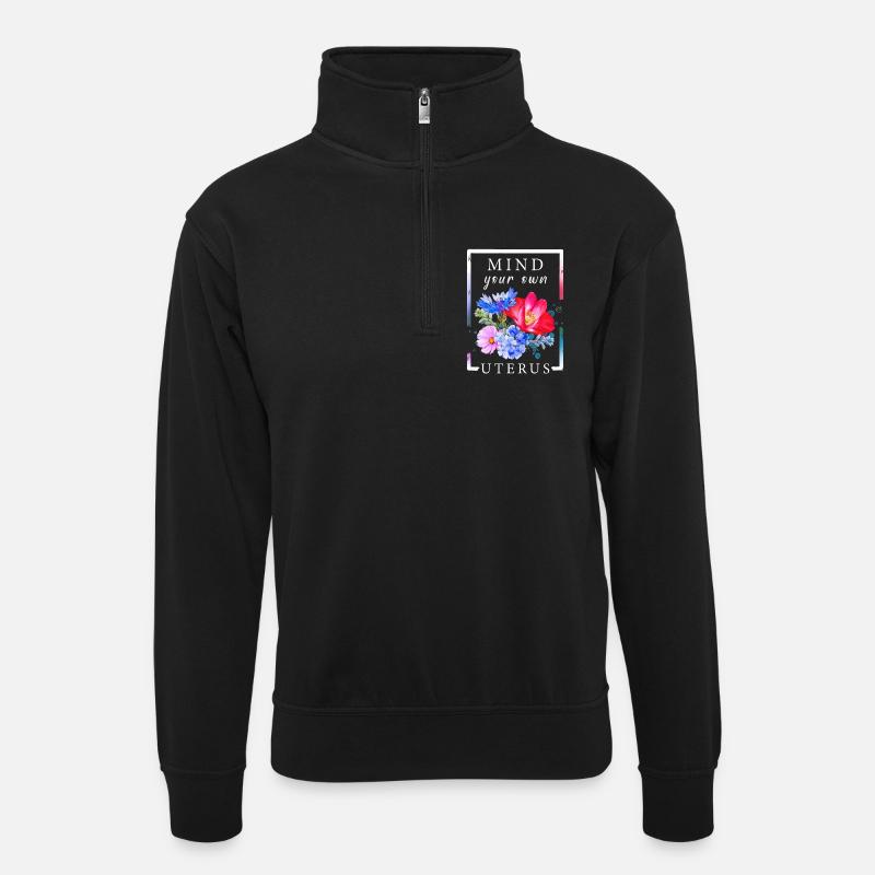 Mind your own uterus - Unisex sweater with zip collar - black