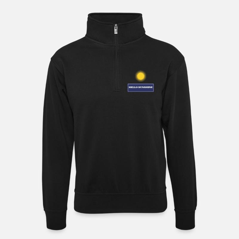 Hallo Sonnenschein - Unisex Pullover mit Zip-Kragen - Schwarz