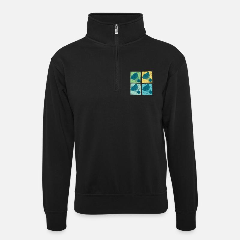 Badminton Federbälle Pop Art - Unisex Pullover mit Zip-Kragen - Schwarz