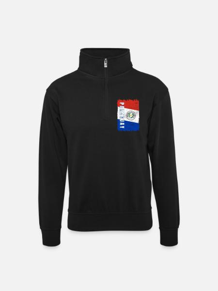 Paraguay flag - Unisex sweater with zip collar - black