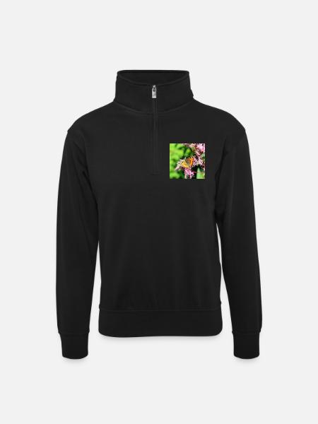 Papillons - Sweat col montant zippé unisexe - noir
