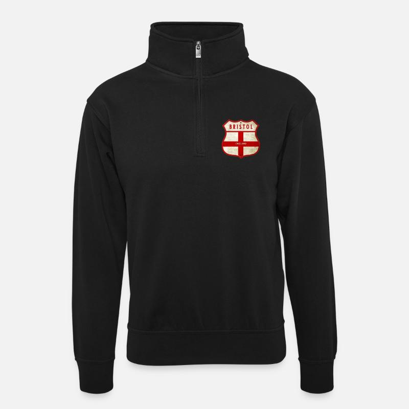 Bristol England Wappen - Unisex Pullover mit Zip-Kragen - Schwarz