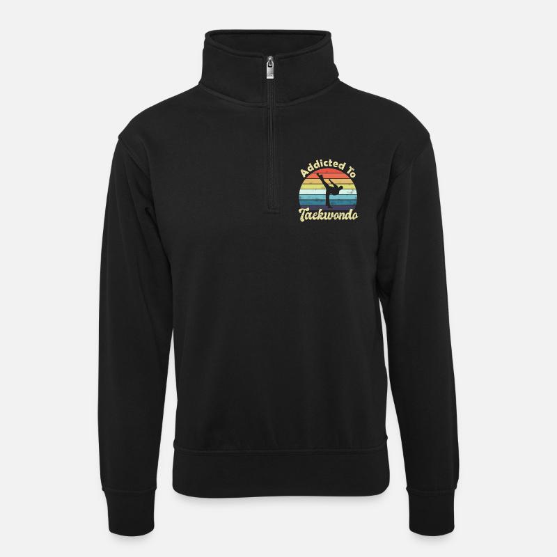 Taekwondo - Unisex Pullover mit Zip-Kragen - Schwarz