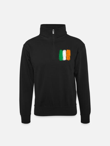 Italian Flag Brush Strokes - Unisex sweater with zip collar - black