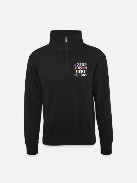 Chocolate Sweets Heart Candy Statement - Unisex sweater with zip collar - black