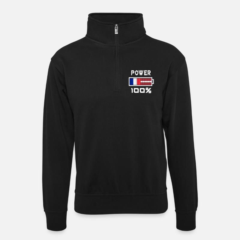 Lettland und Frankreich machen 100% - Unisex Pullover mit Zip-Kragen - Schwarz