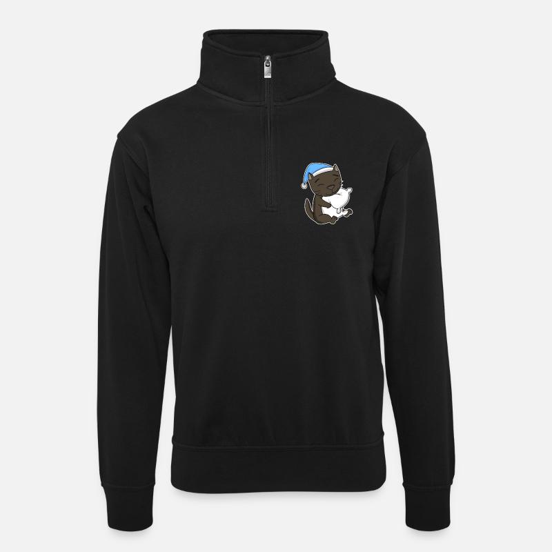 Cat cat breed Havana - Unisex sweater with zip collar - black