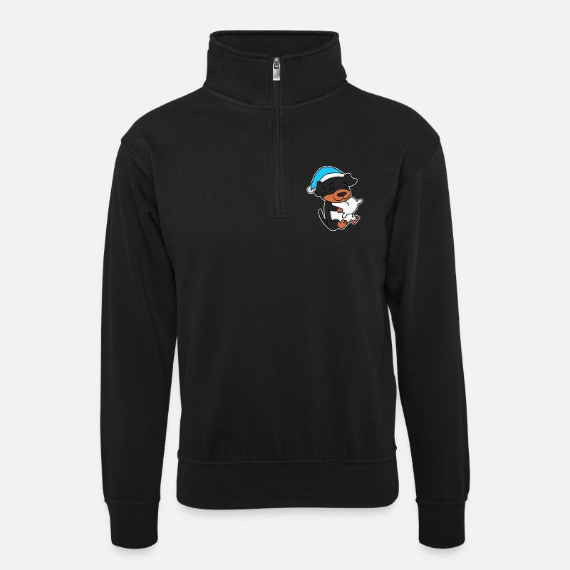 Hund Hunderasse Rottweiler - Unisex Pullover mit Zip-Kragen - Schwarz