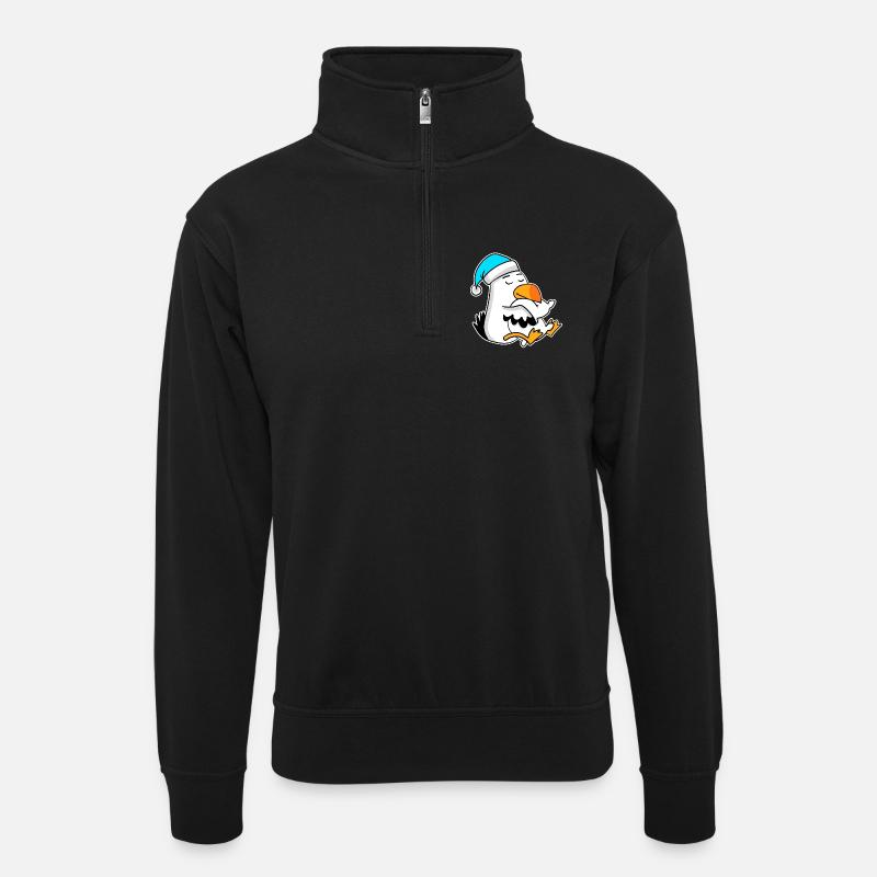 Albatross Seagull Bird - Unisex sweater with zip collar - black