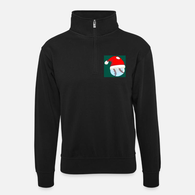 WEIHNACHTEN BASEBALL - Unisex Pullover mit Zip-Kragen - Schwarz
