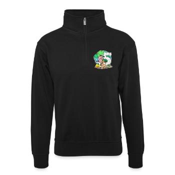 5ème anniversaire Animaux mignons 5 ans - Sweat col montant zippé unisexe - noir - Devant