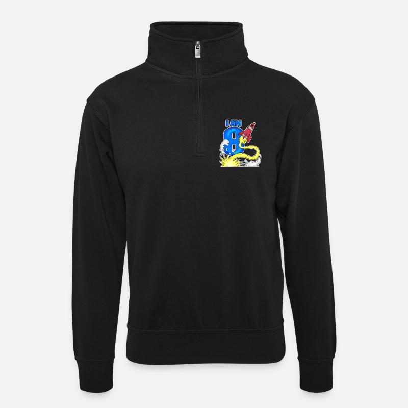 Boy 8 years old - Unisex sweater with zip collar - black