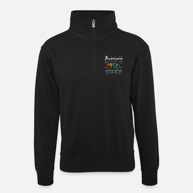1930 - Born 1930 - Unisex sweater with zip collar - black