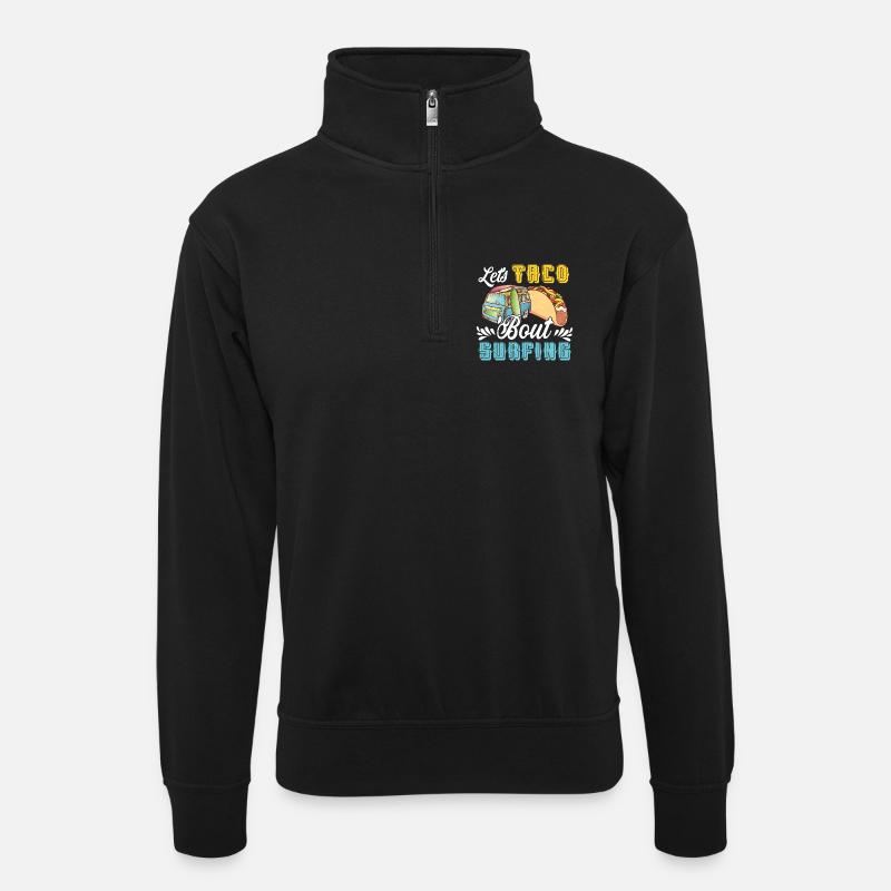 Let's Taco Bout Surfing Lover - Unisex Pullover mit Zip-Kragen - Schwarz
