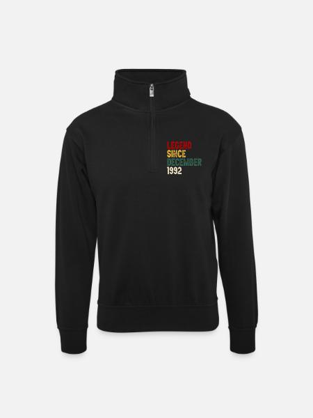 Legend Since December 1992 - Unisex sweater with zip collar - black