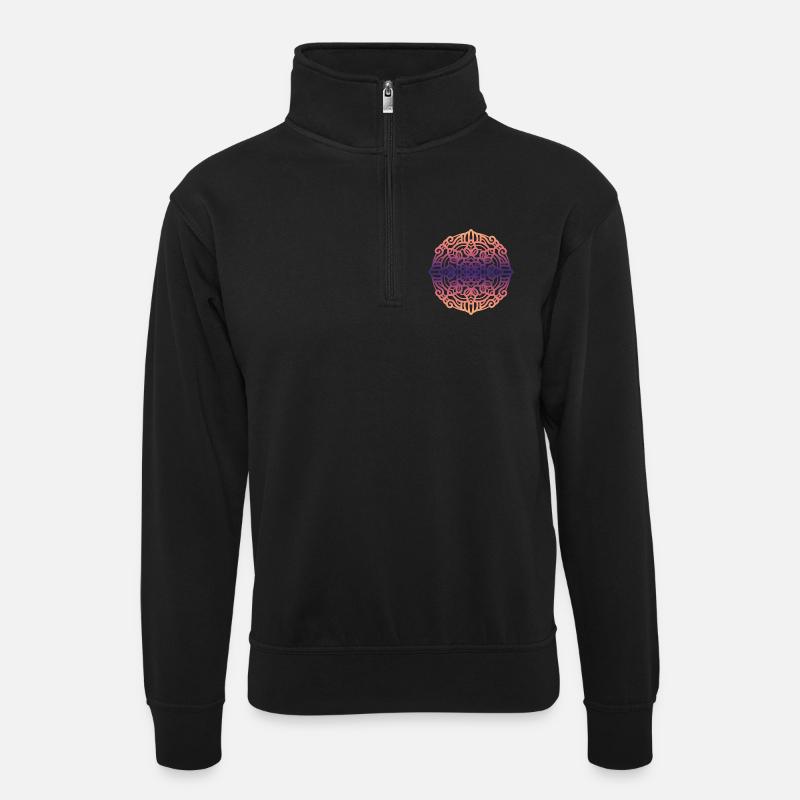 Mandala - Unisex Pullover mit Zip-Kragen - Schwarz
