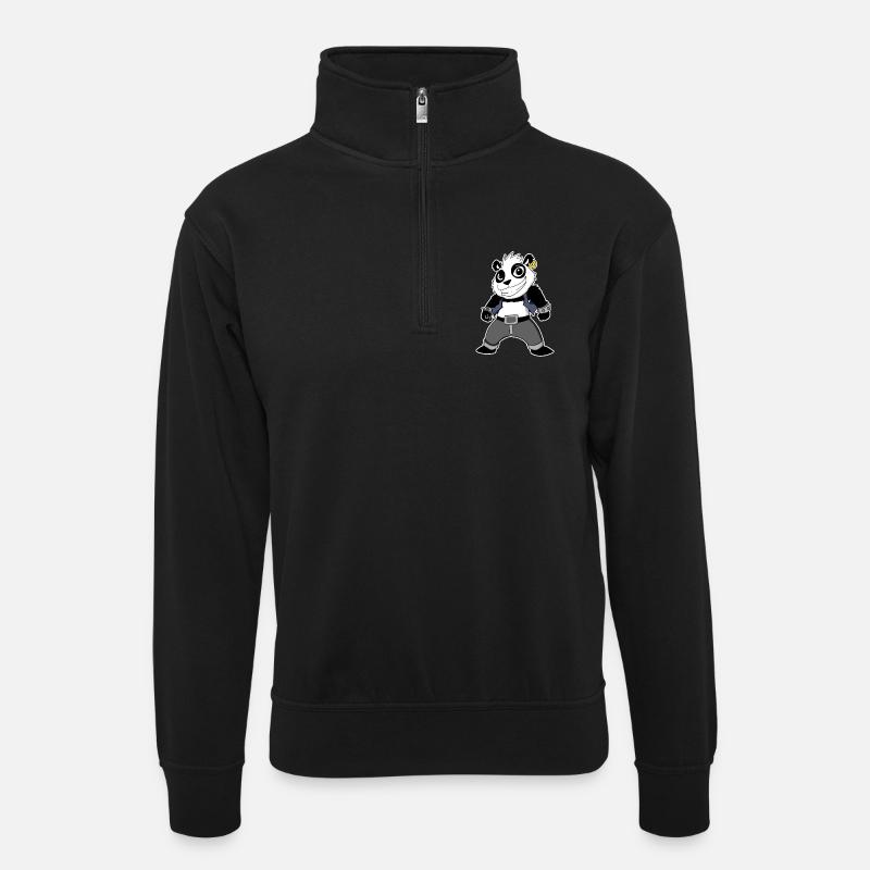 Cool Panda - Sweat col montant zippé unisexe - noir