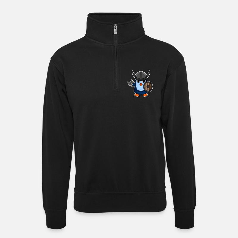 Viking Penguin Motif - Unisex sweater with zip collar - black