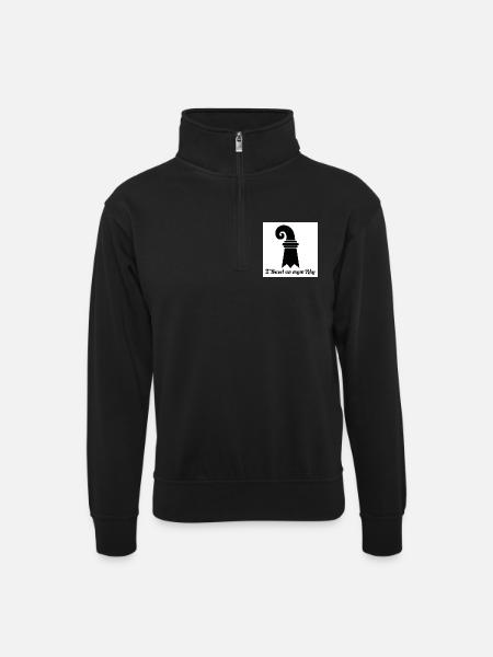 Basel am Rhein - Unisex Pullover mit Zip-Kragen - Schwarz