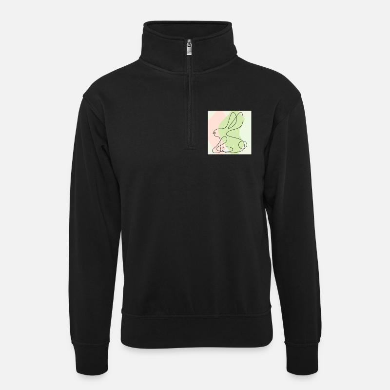 EASTER BUNNY LINE DRAWING - Unisex sweater with zip collar - black