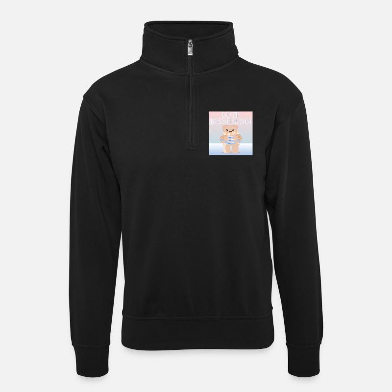 Gute Besserung - KINDER FIEBER - Unisex Pullover mit Zip-Kragen - Schwarz