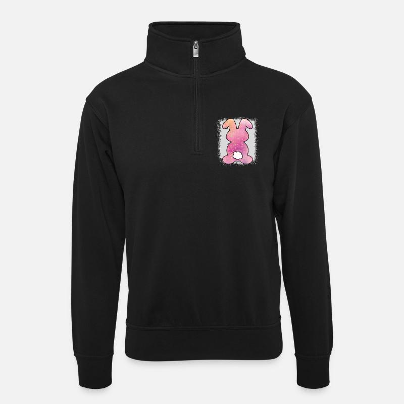 Leopard Print Bleached Easter - Unisex sweater with zip collar - black